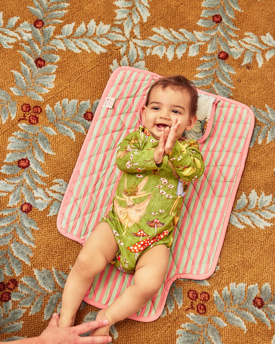 Kip and Co Fairyland baby change mat - fairy garden print detail