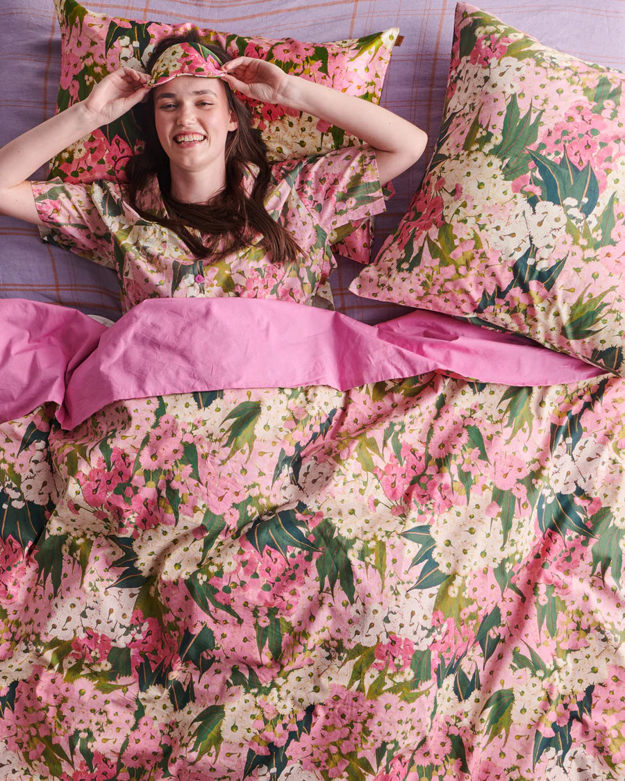 Kip and Co Bush Blossom pyjamas - model wearing outdoors lifestyle