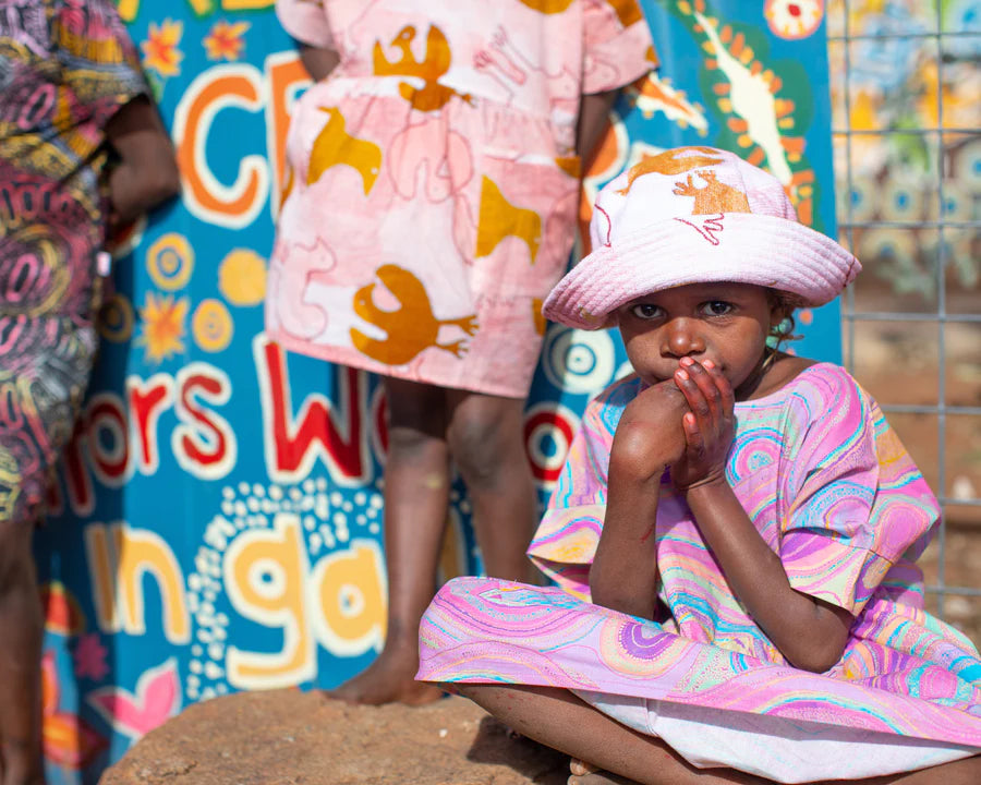 Kip and Co Ernabella Tjulpu Kulunypa bucket hat - child wearing lifestyle