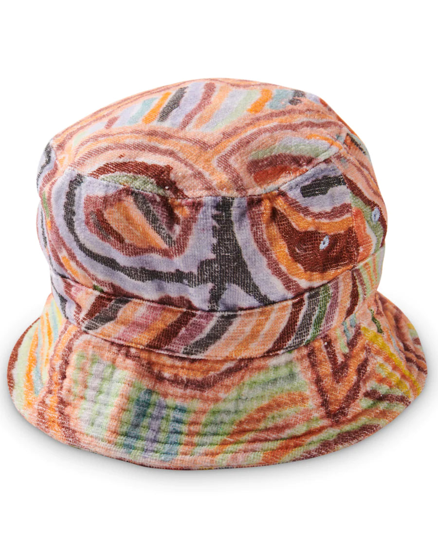 Kip and Co x Ernabella Arts Ngayuku Ngura Terry Bucket Hat - product flatlay
