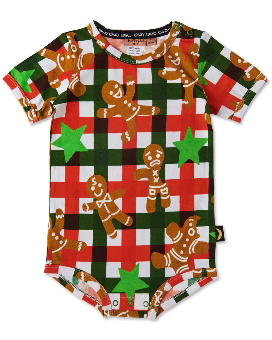 Kip and Co Gingerbread Organic Cotton Short Sleeve Baby Romper - product flatlay