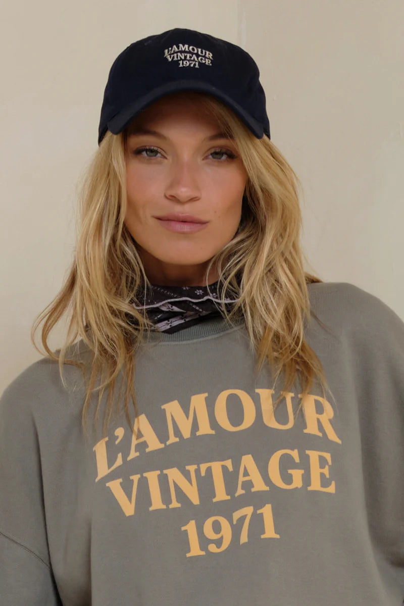 Lilya L'Amour Vintage Cap Navy - side profile view