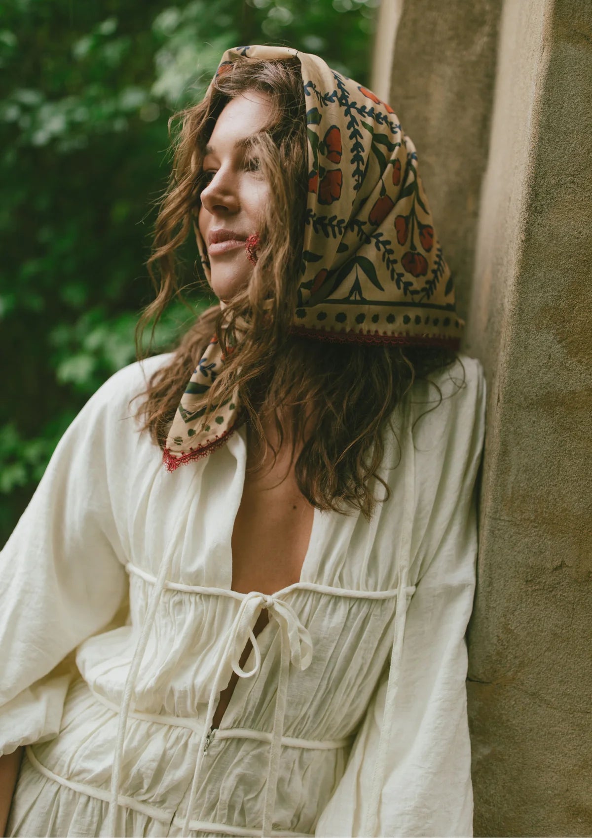 Far Mer by Whitney Wallflower Silk Bandanna - product flatlay