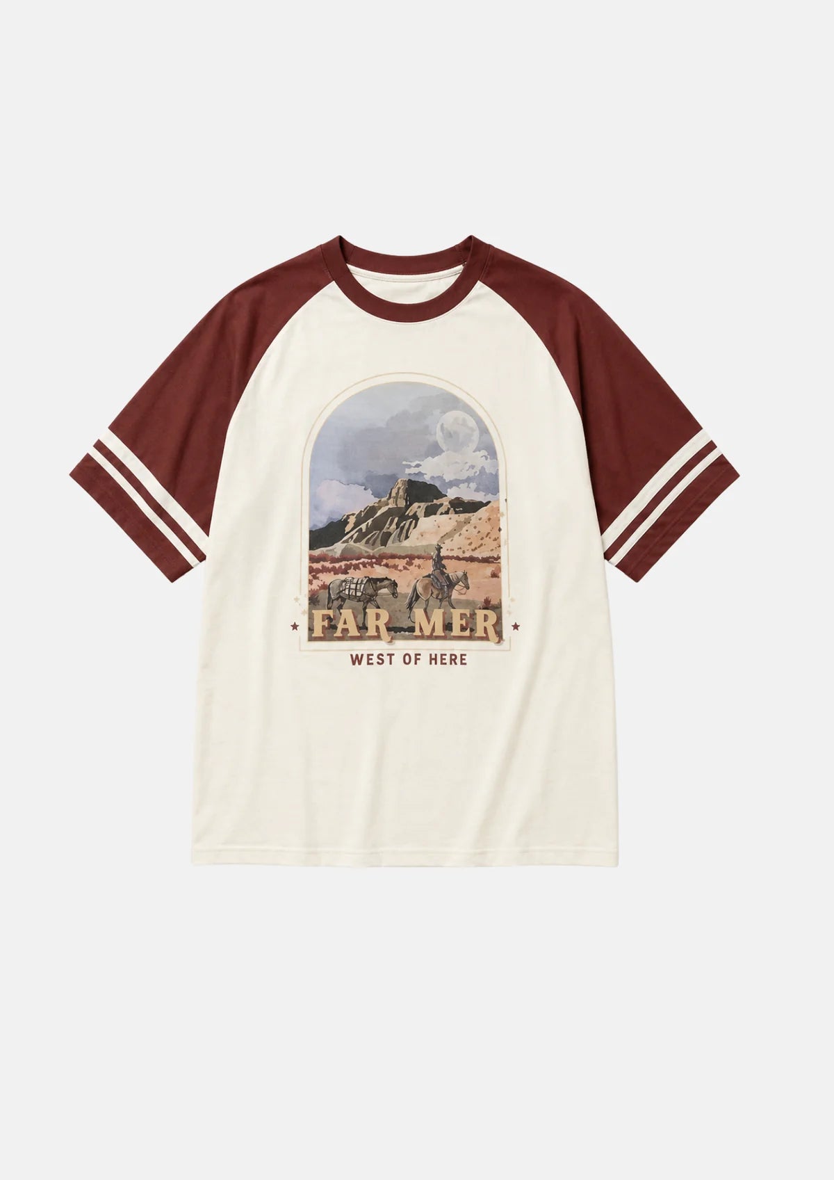 FAR MER - West Of Here Raglan Tee — product detail shot