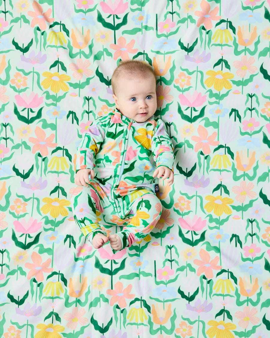 Kip and Co Popping Flowers romper - floral print close-up