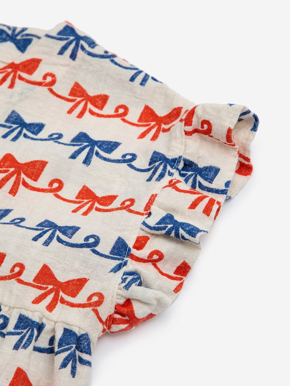 Bobo Choses BABY - Baby Ribbon Bow all over woven dress — styled lifestyle shot
