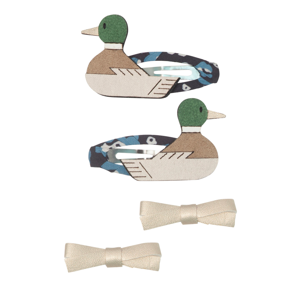 Mimi and Lula - Mallard Clip Set — front view flat lay