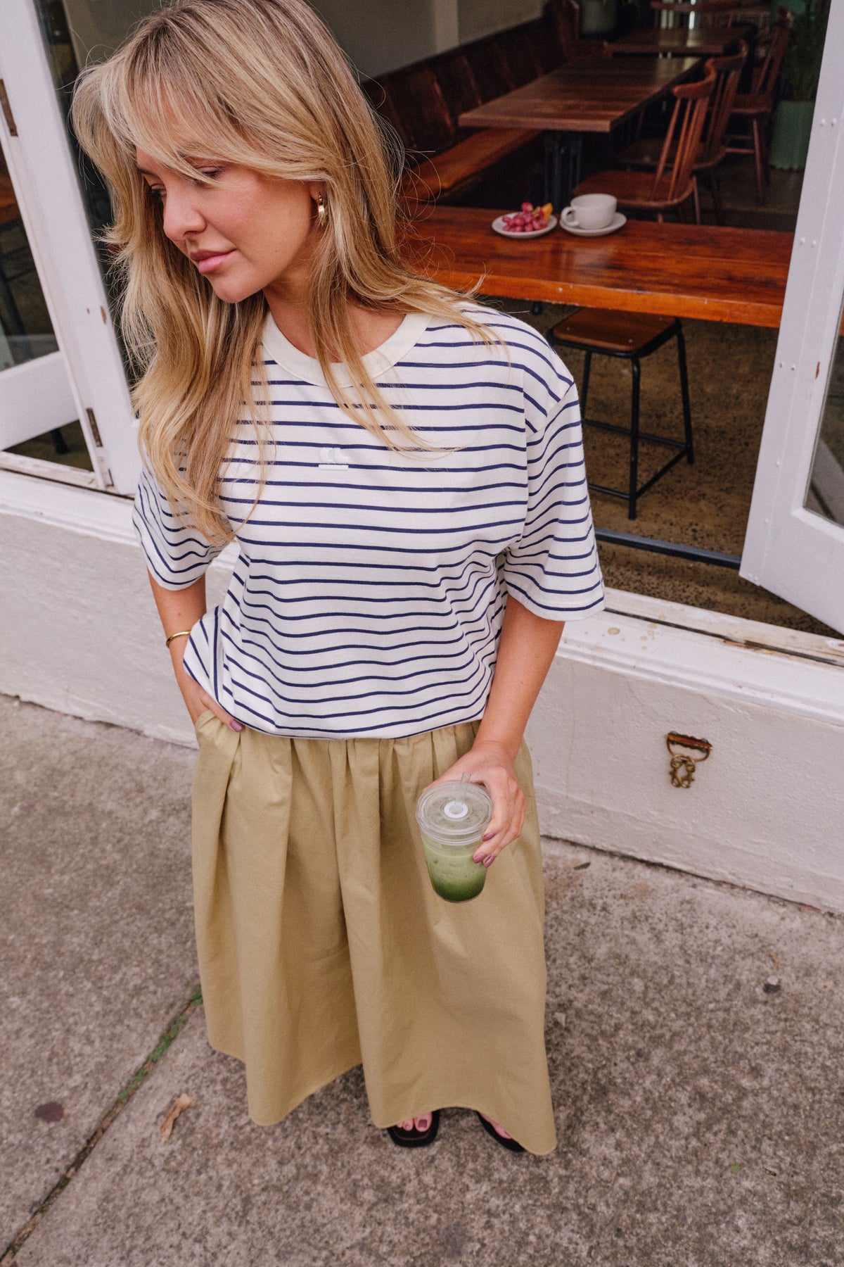 Ceres Life - Florence Maxi Skirt - Butter — back view flat lay