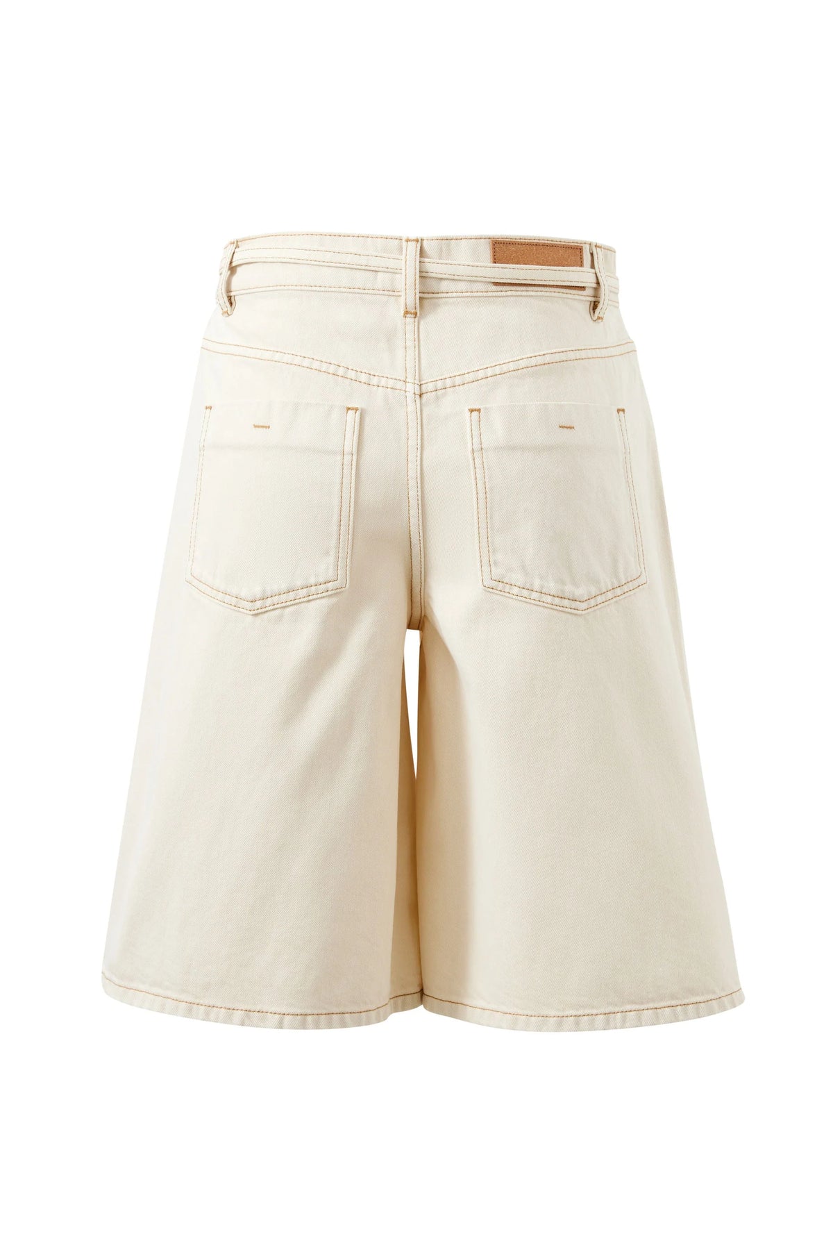 Ceres Life | Olive Belted Denim Short- Fresh Sand