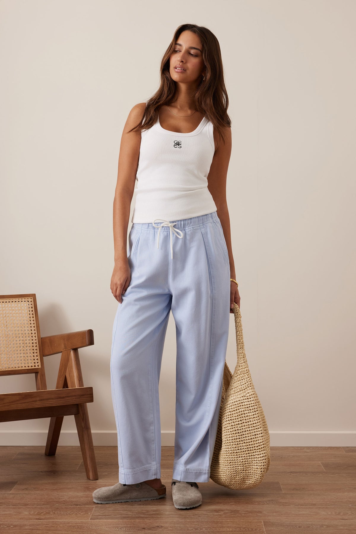 Ceres Life Jessie Barrel Pant China Blue - product flatlay