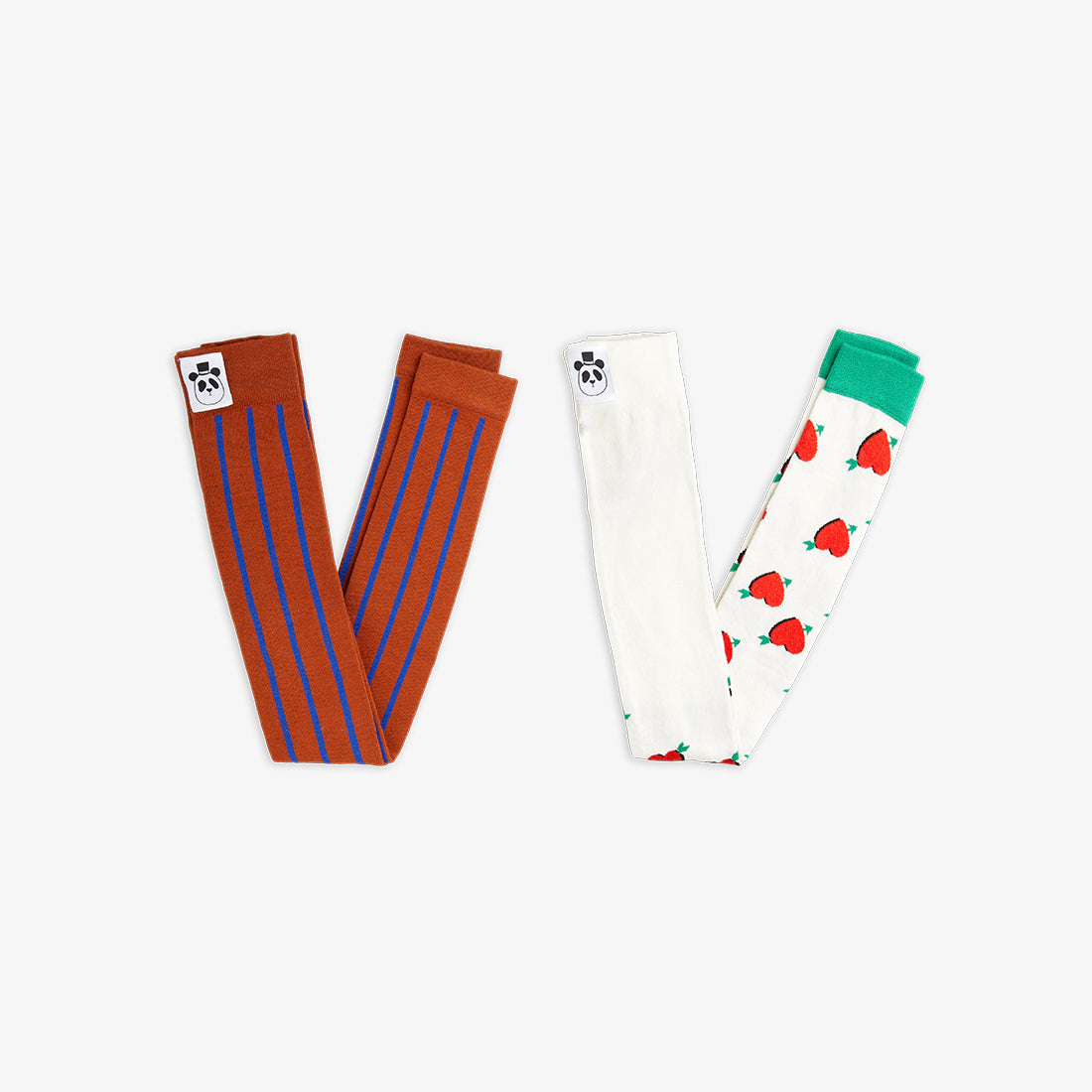 Mini Rodini - Arrowed hearts 2 pack footless tights — front view flat lay