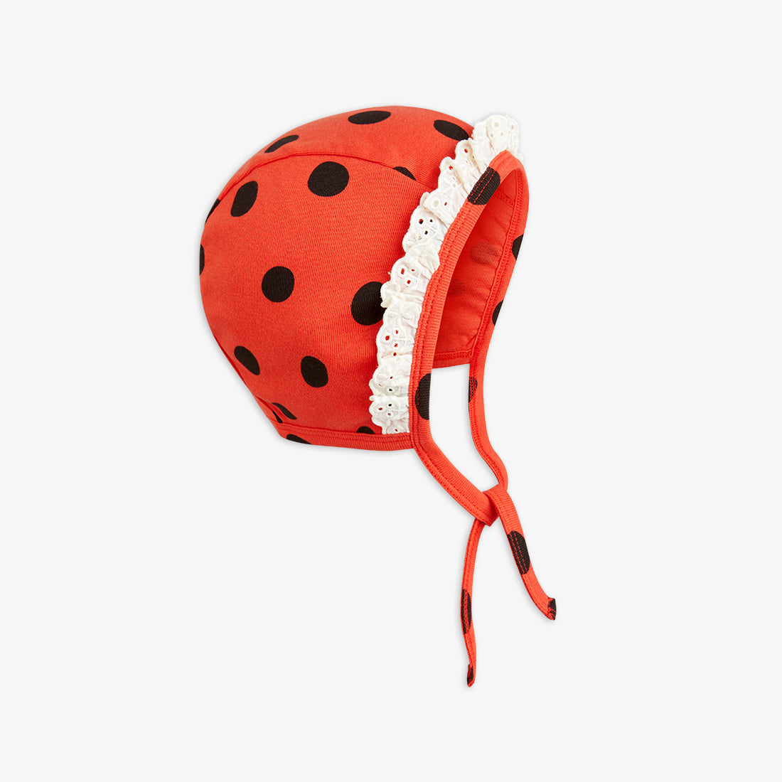 Mini Rodini BABY - Dots Baby Bonnet — front view flat lay