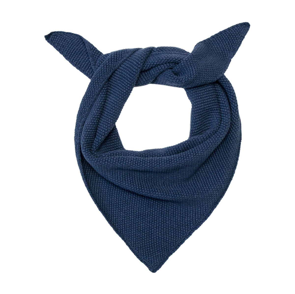 Paul James Knitwear - Cotton Textured Neckerchief- Blue Melange — styled lifestyle shot