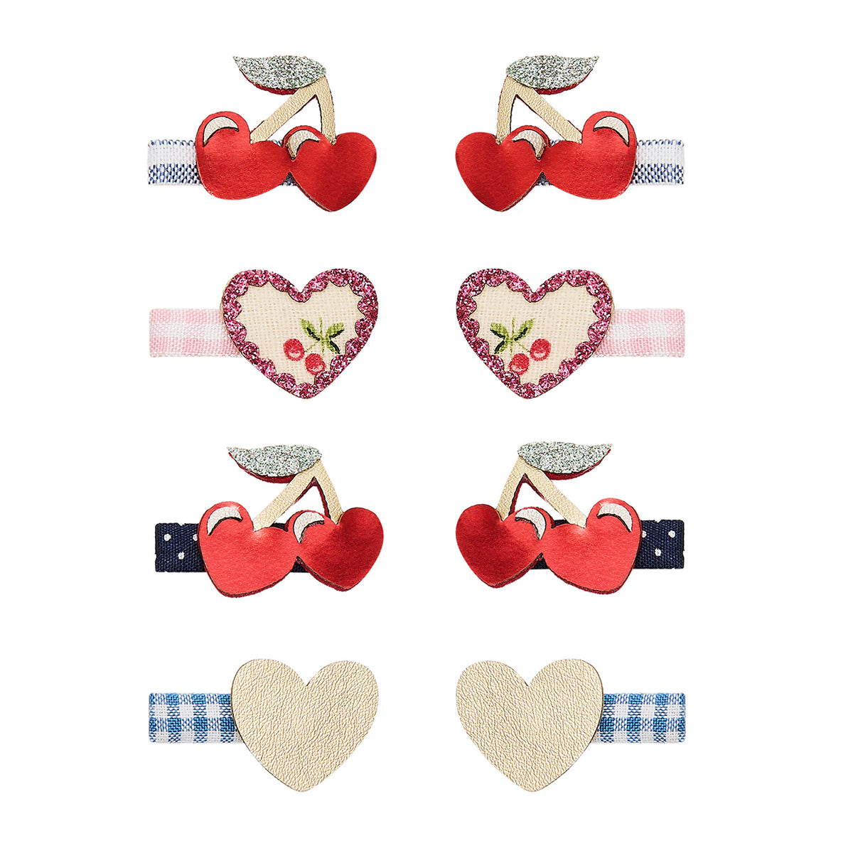 Mimi and Lula - Red Cherries Mini Clips — front view flat lay