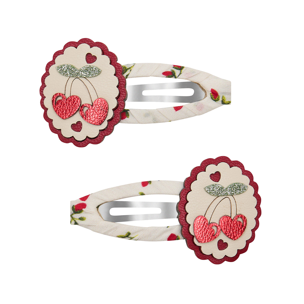 Mimi and Lula - Scallop Framed Cherry Clic Clacs — front view flat lay