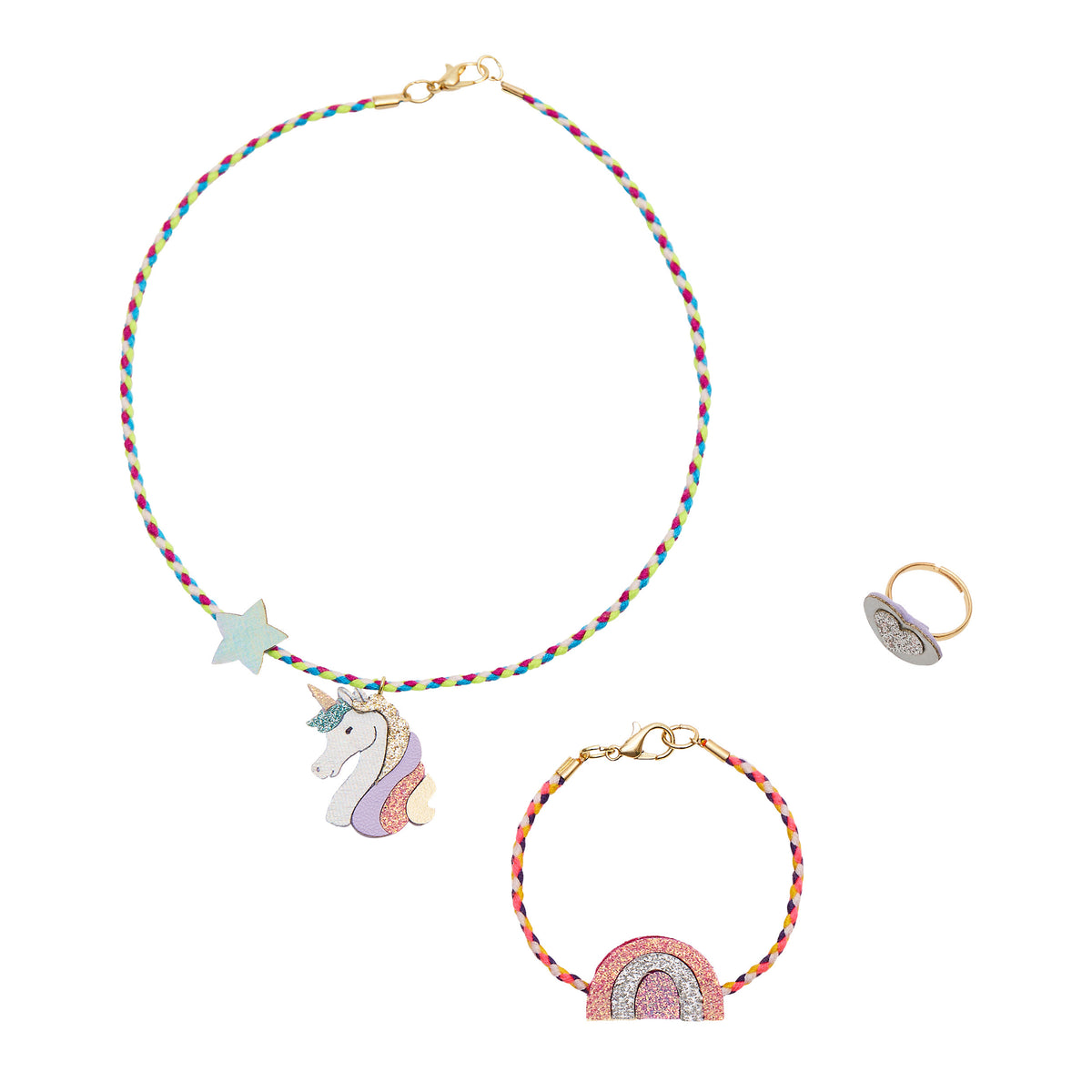 Mimi and Lula - Unicorn Jewellery Set — front view flat lay