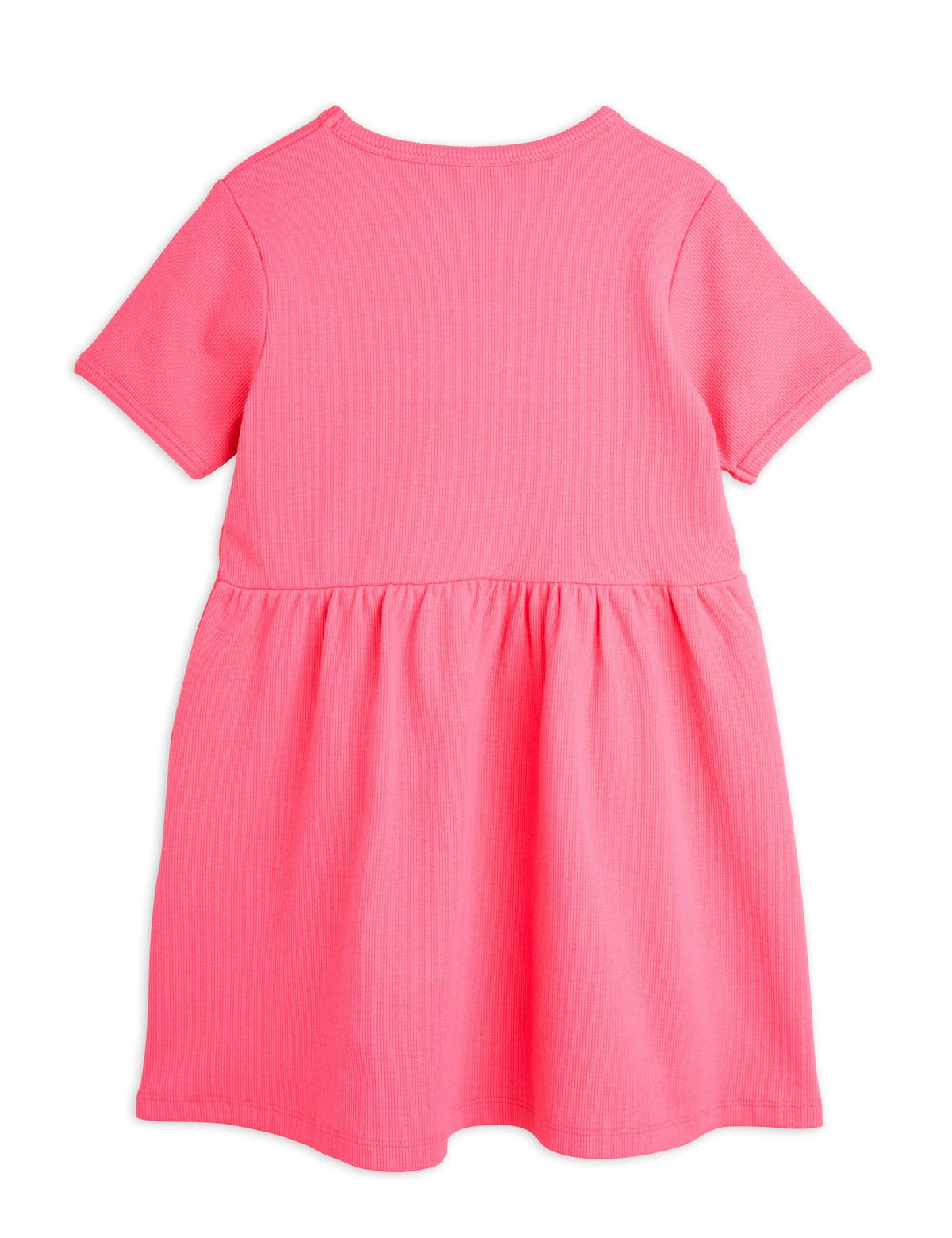 Mini Rodini BABY - Solid rib ss dress — back view flat lay