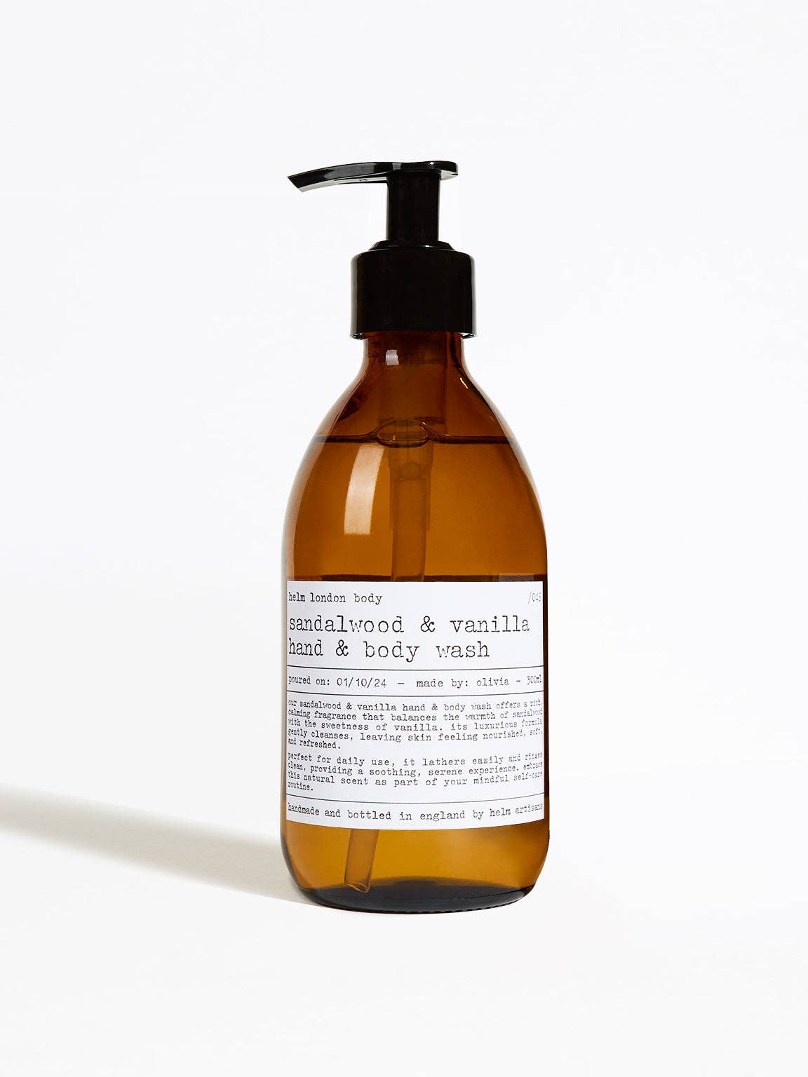 Helm London - Sandalwood & Vanilla Hand & Body Wash — front view flat lay