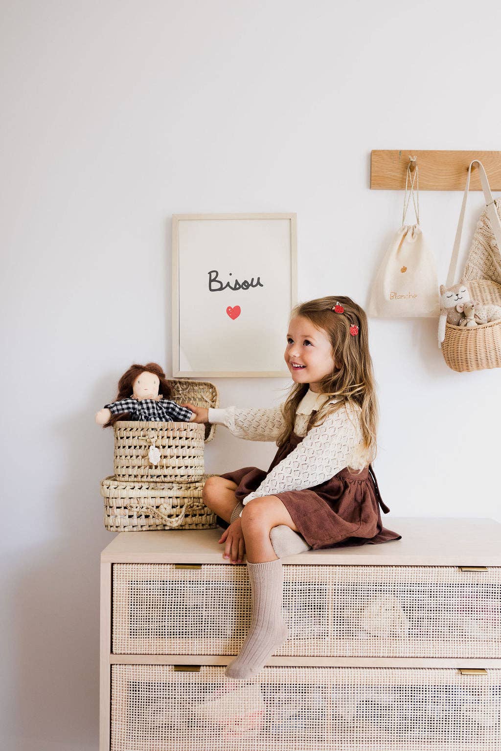 Luciole et Petit Pois - Apple hair clips (pair) — styled lifestyle shot