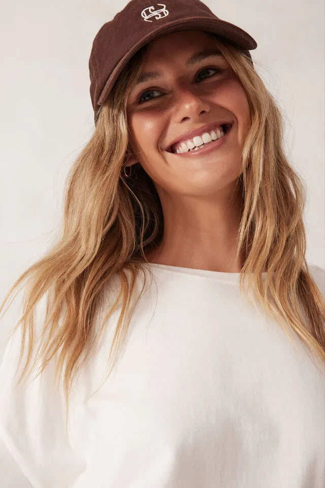 Ceres Life - Monogram Cap in Chocolate — front view flat lay