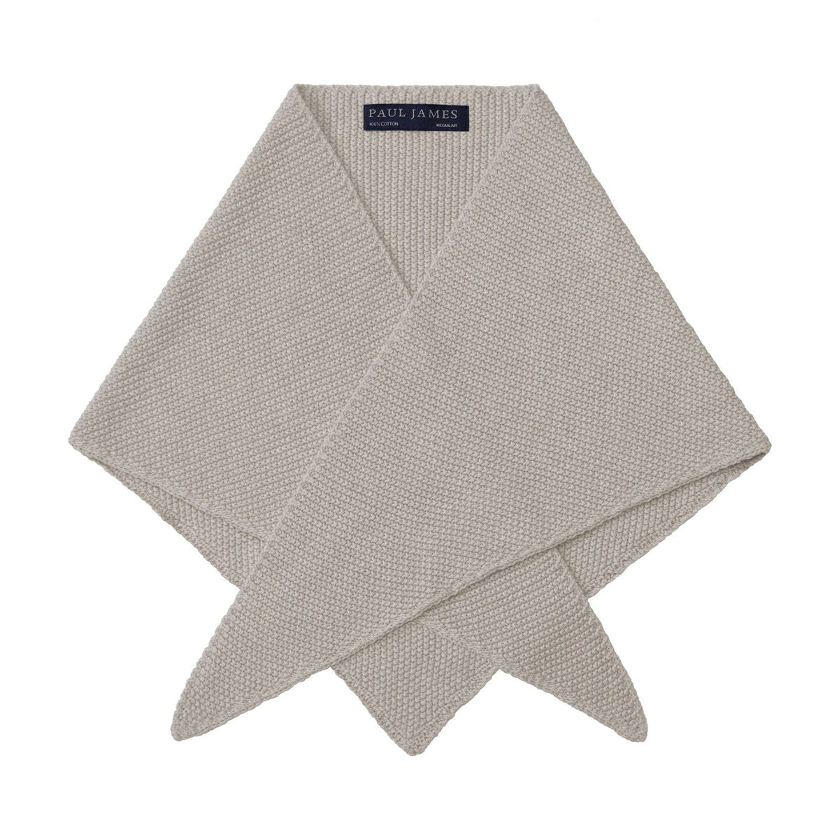 Paul James Knitwear - Cotton Textured Neckerchief- Oatmeal — close-up detail