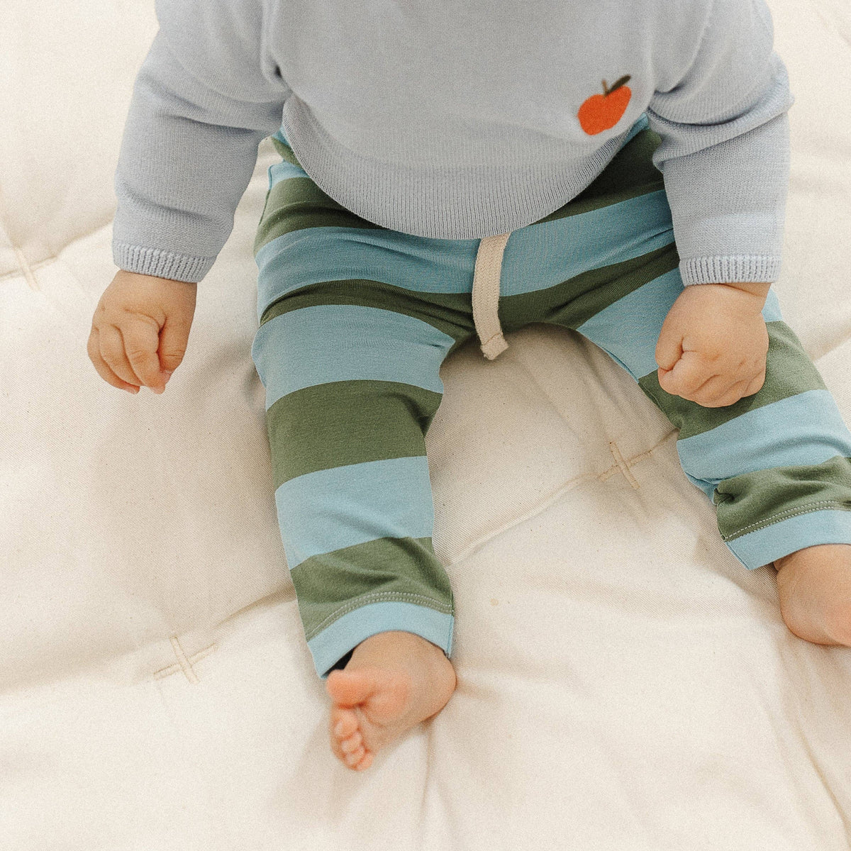 The Rest Roll-up Simple Pants in Rugby Stripe — product detail shot