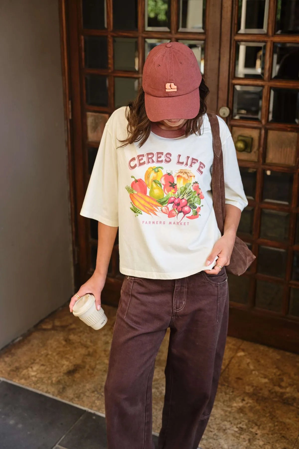Ceres Life - Monogram Cap in Burnt Toffee/Pink Clay — styled lifestyle shot