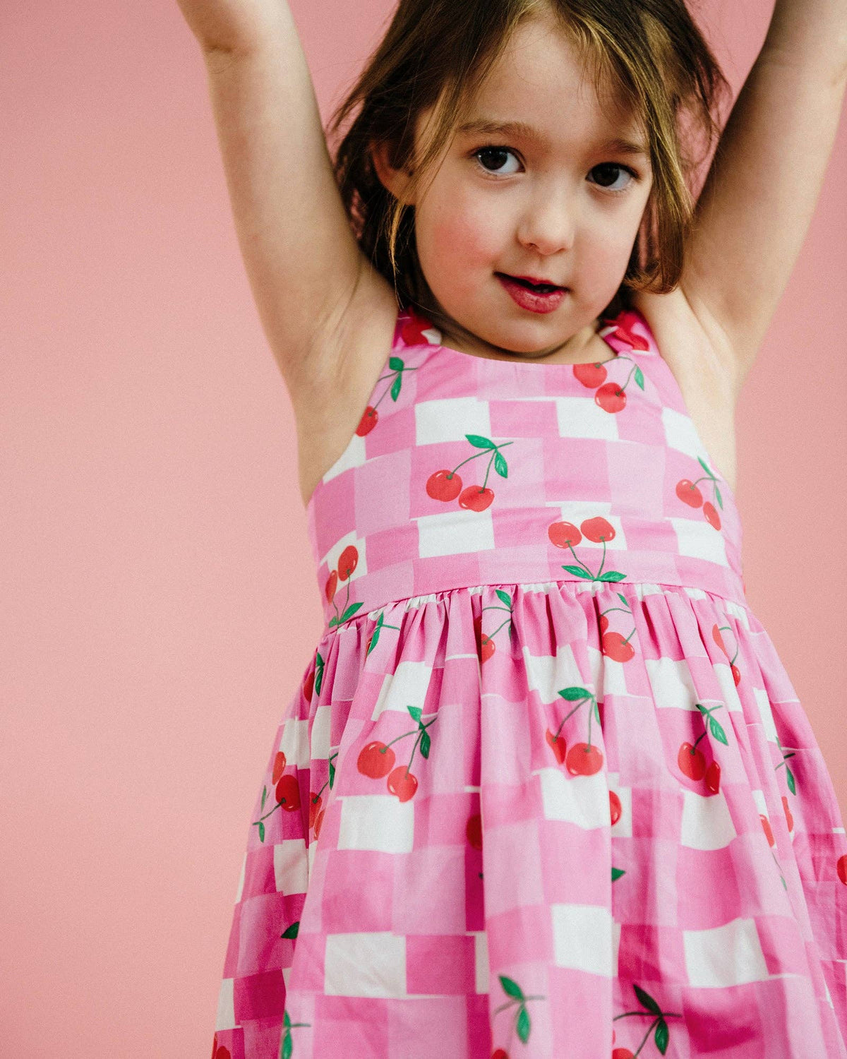 Rock Your Baby - Gingham Cherry Picnic Dress — close-up detail
