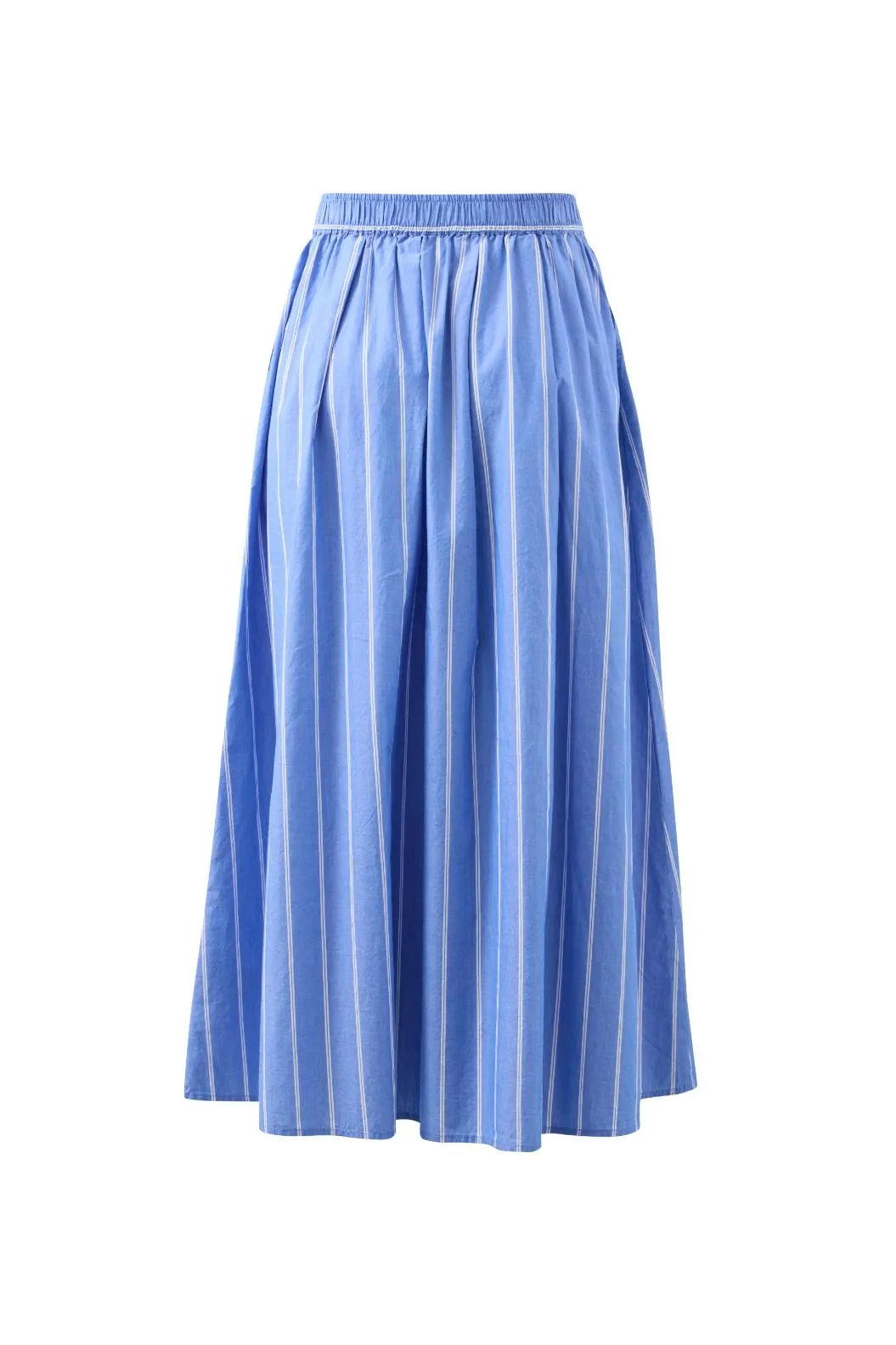 Ceres Life - Florence Maxi Skirt in Oxford Blue White Stripe — worn on model