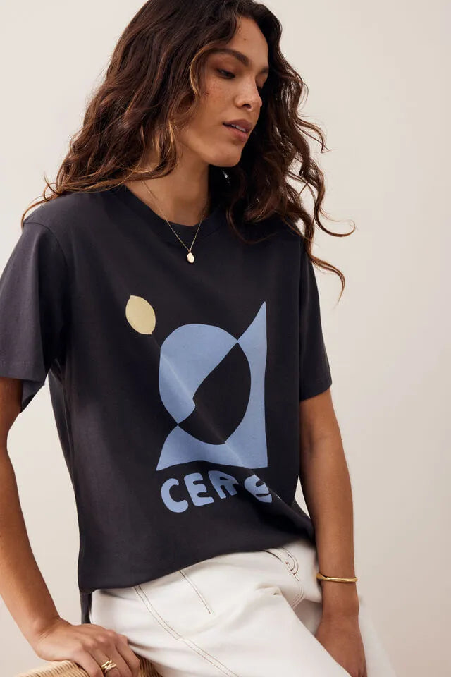 Ceres Life - Stevie Slouchy Tee in Phantom Ceres Moon — close-up detail