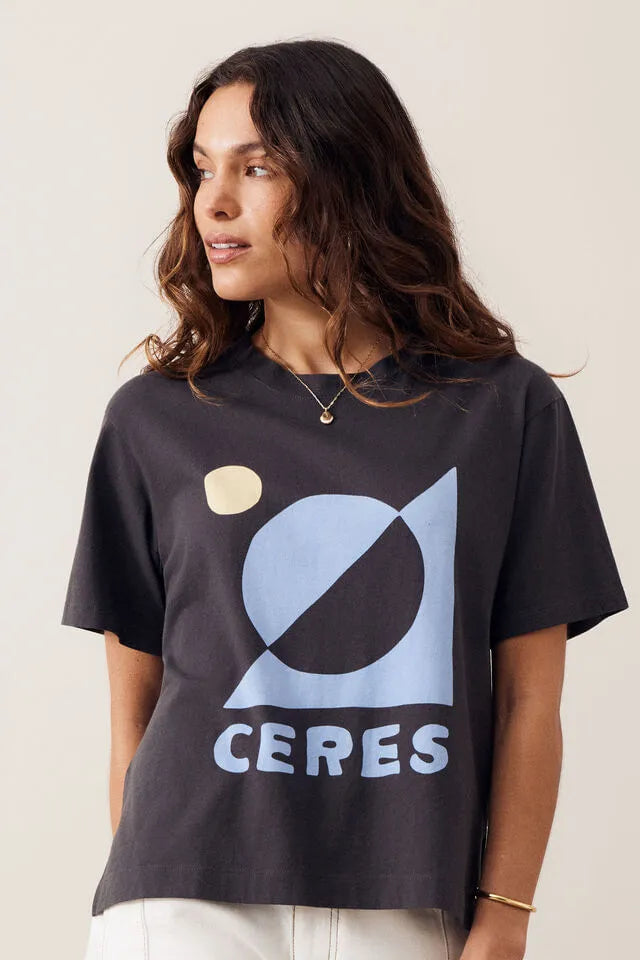 Ceres Life - Stevie Slouchy Tee in Phantom Ceres Moon — front view flat lay