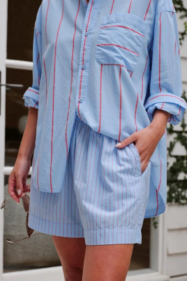 Ceres Life - Mila Short - Fresh blue/red stripe — styled lifestyle shot