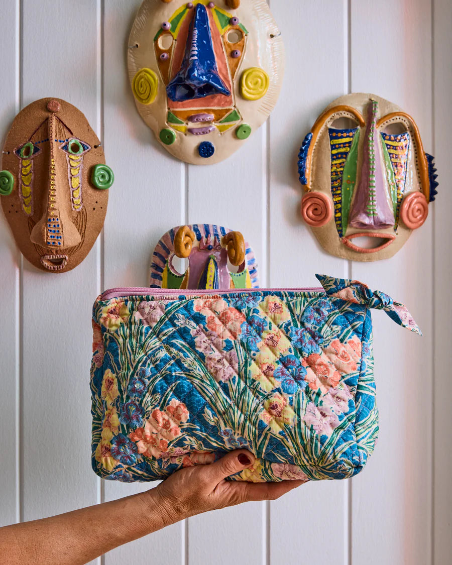Kip and Co x Anna Spiro Gladiolus Quilted Cotton Toiletry Purse - product flatlay