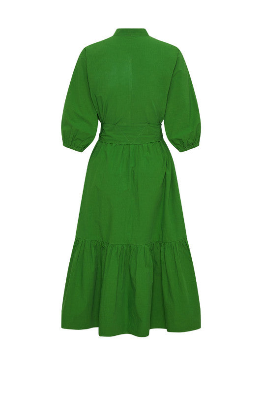 Bohemian Traders - Dolman Midi Shirt Dress — worn on model
