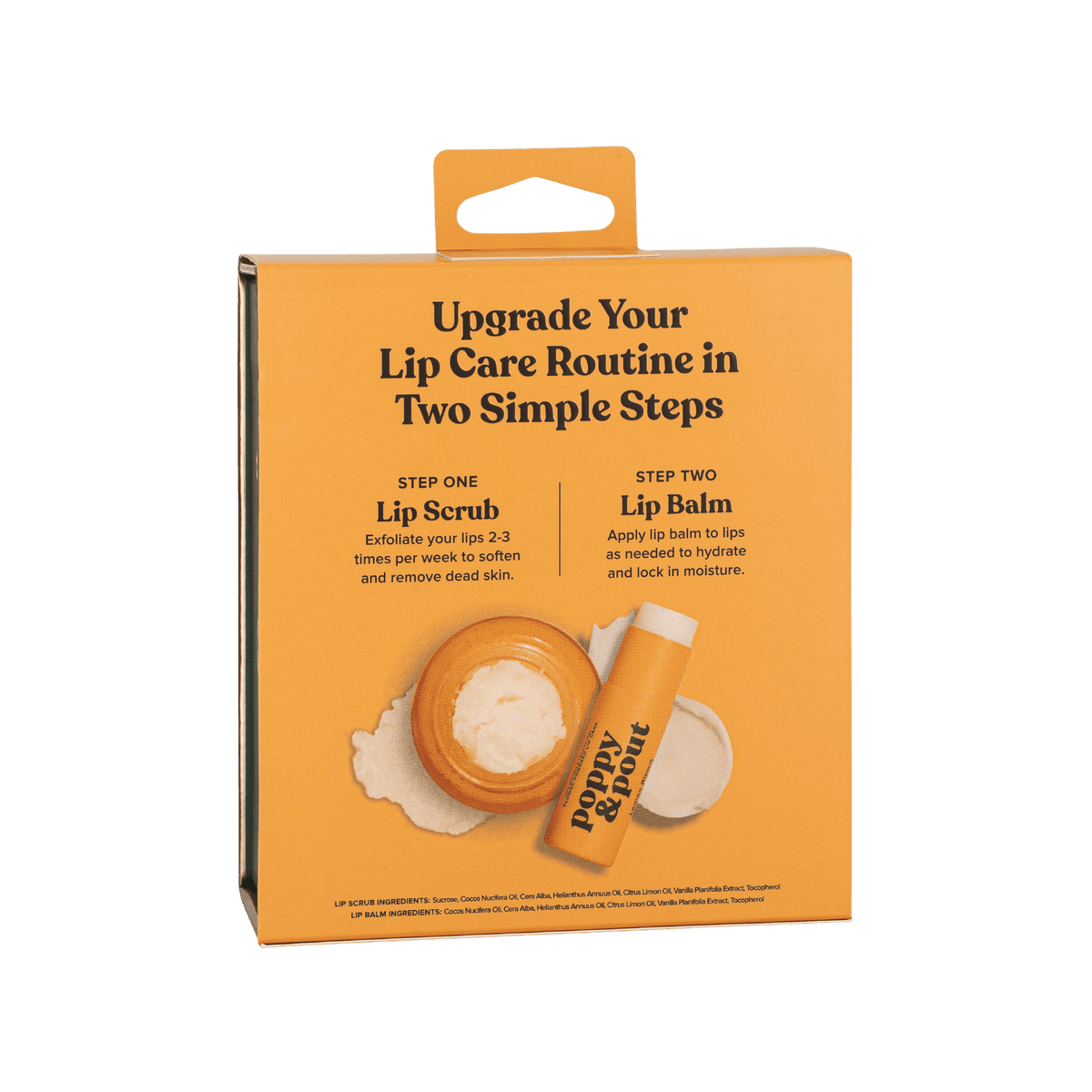 Poppy and Pout Lemon Bloom lip care duo - ingredients close-up