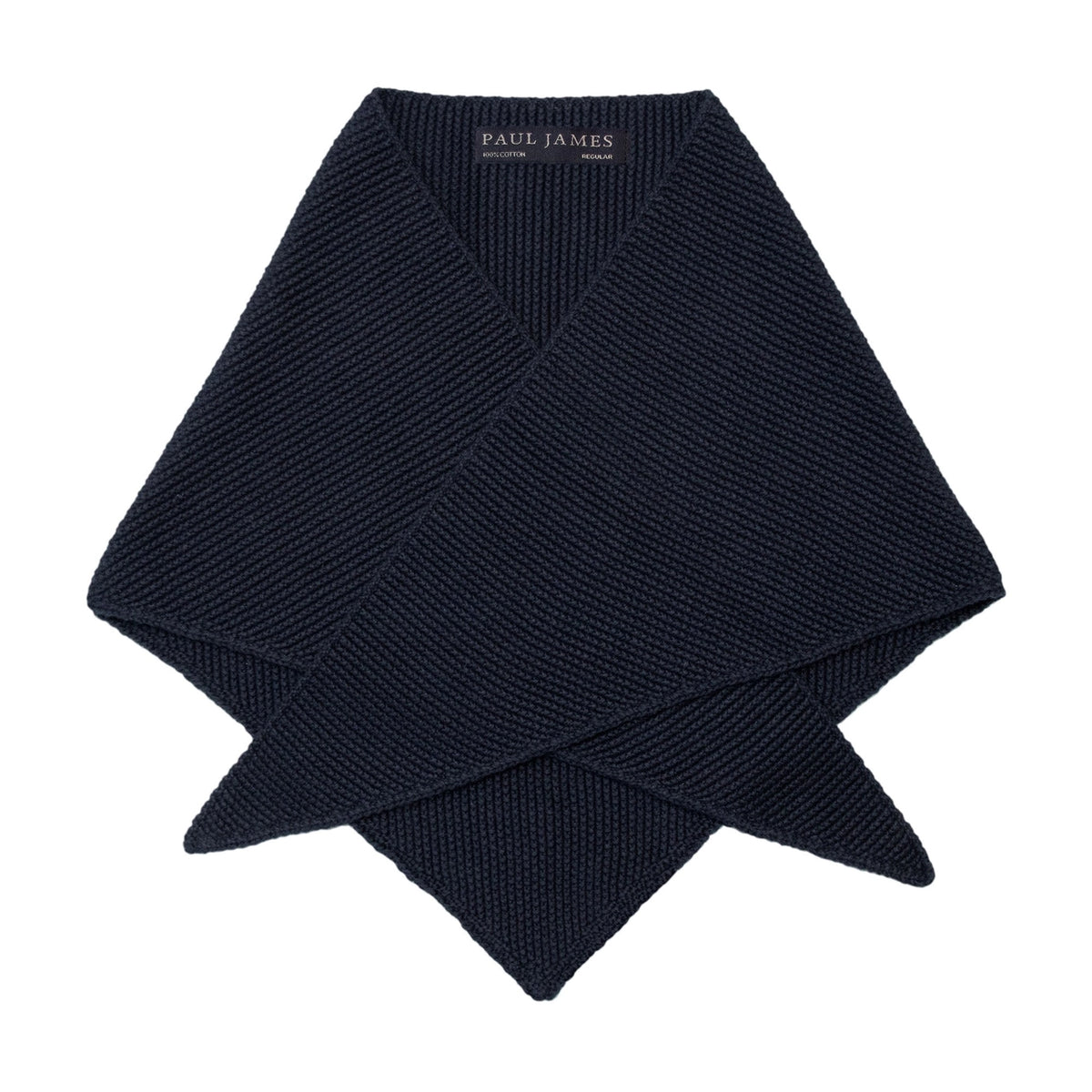 Paul James Knitwear - Cotton Textured Neckerchief- Navy — side view