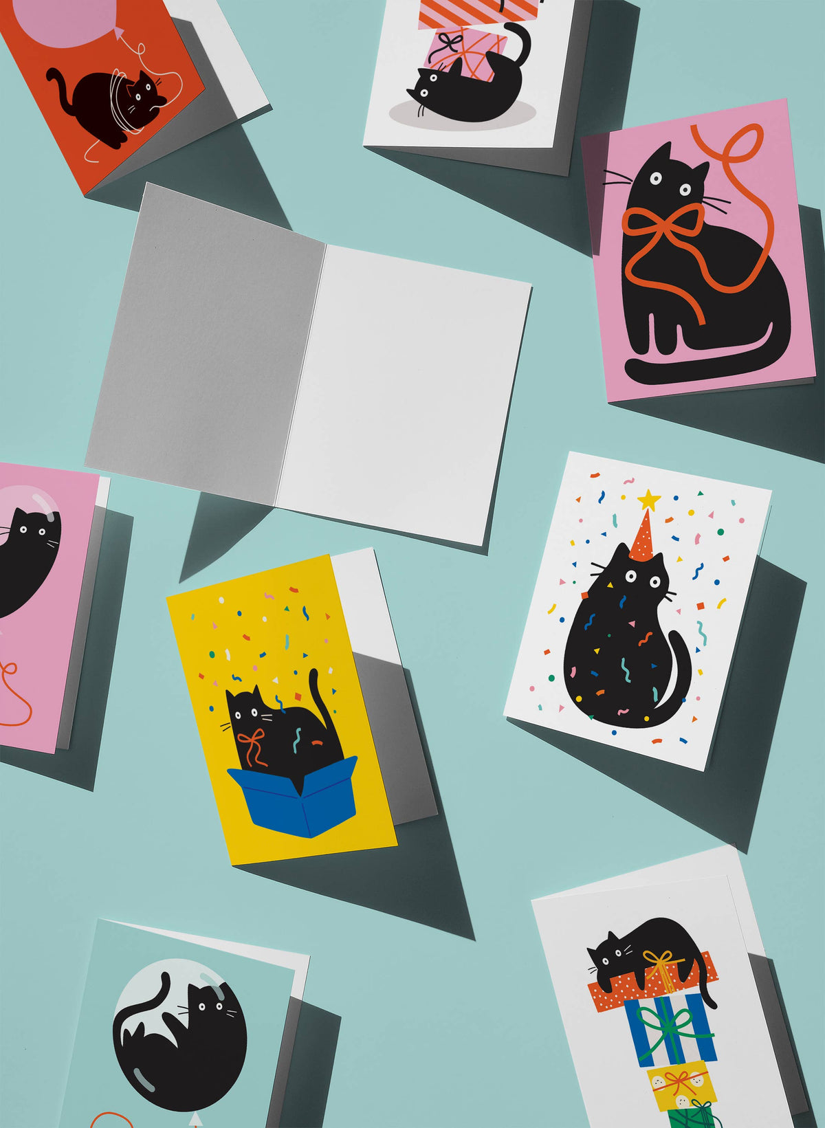 Graphic Factory - Party Cat Confetti Greeting Card — product detail shot