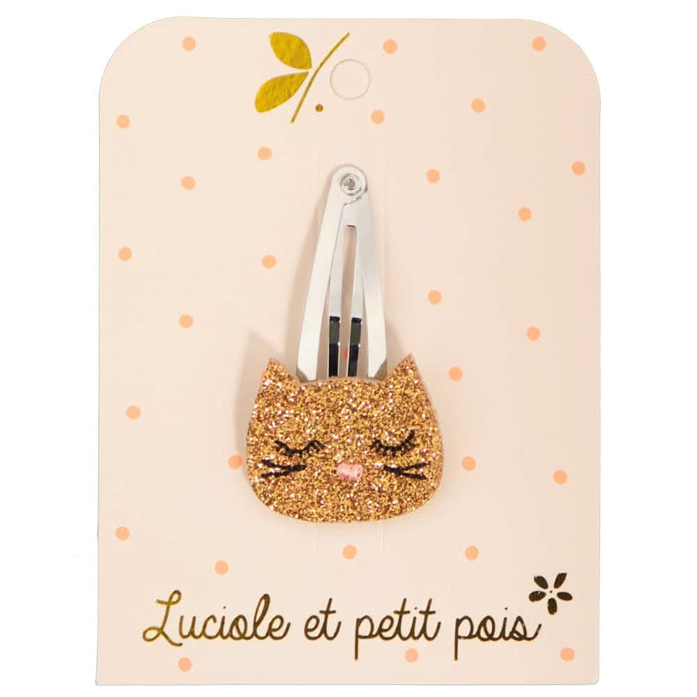 Luciole et Petit Pois - Bronze cat clip — front view flat lay