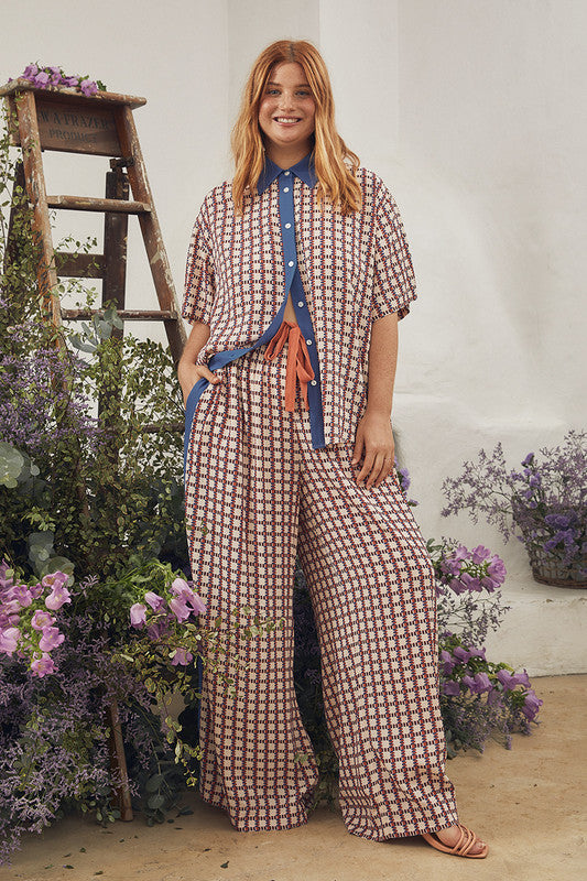Bohemian Traders | Drawstring Pant in Cubist Check
