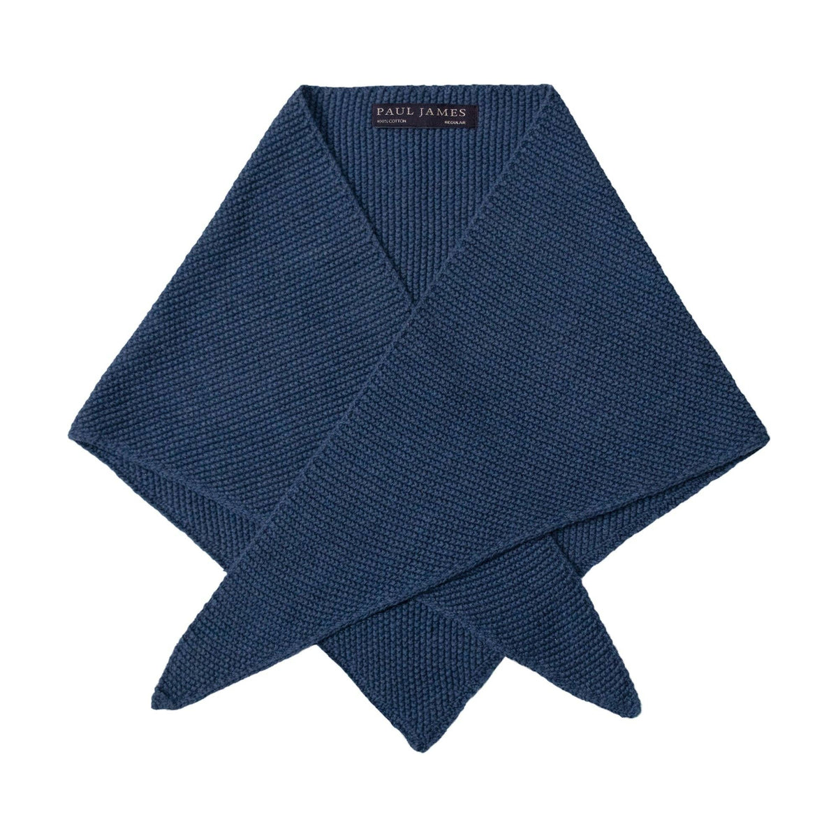 Paul James Knitwear - Cotton Textured Neckerchief- Blue Melange — close-up detail