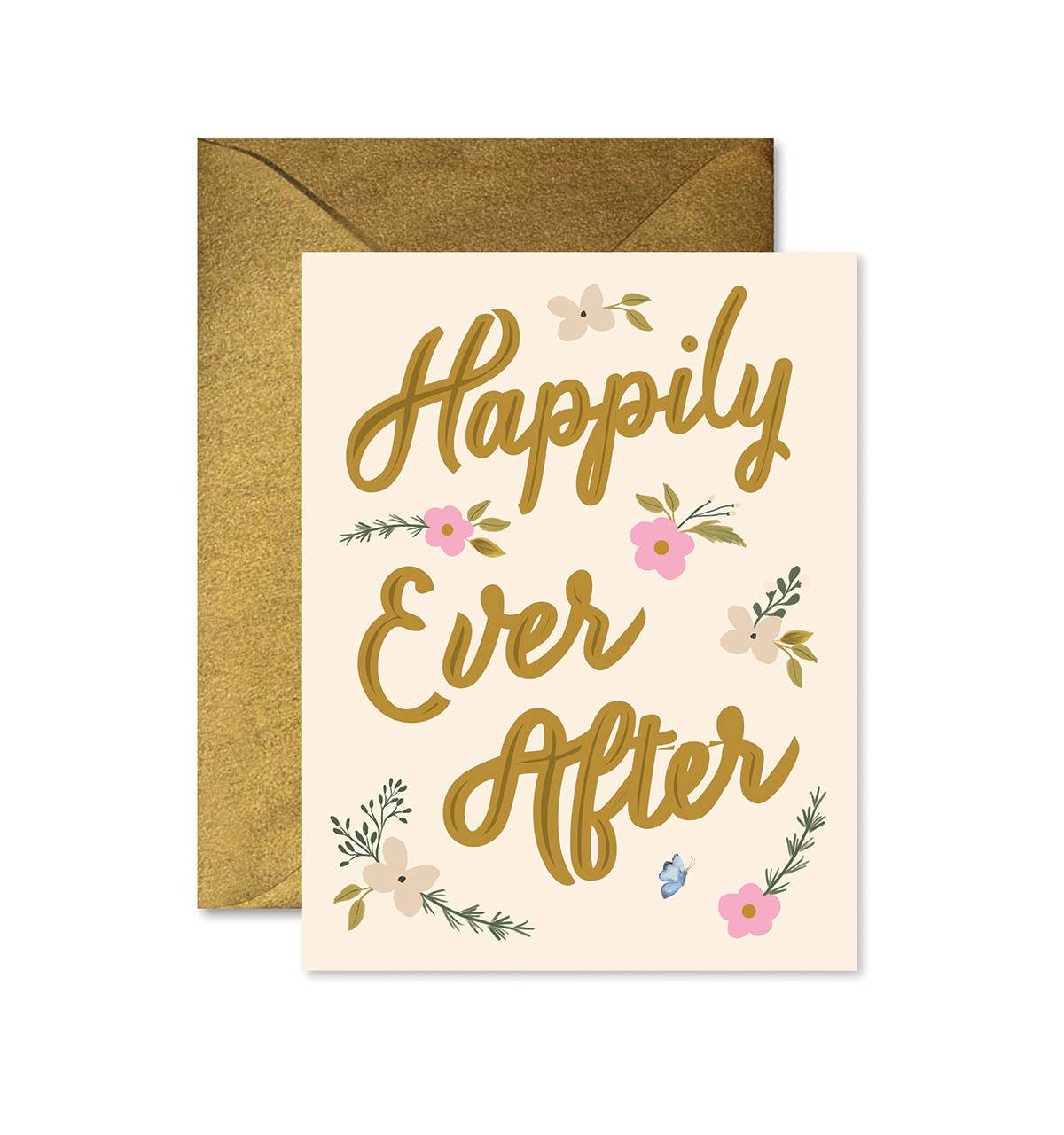 Ginger P - Happily Ever After Wedding Greeting Card — front view flat lay