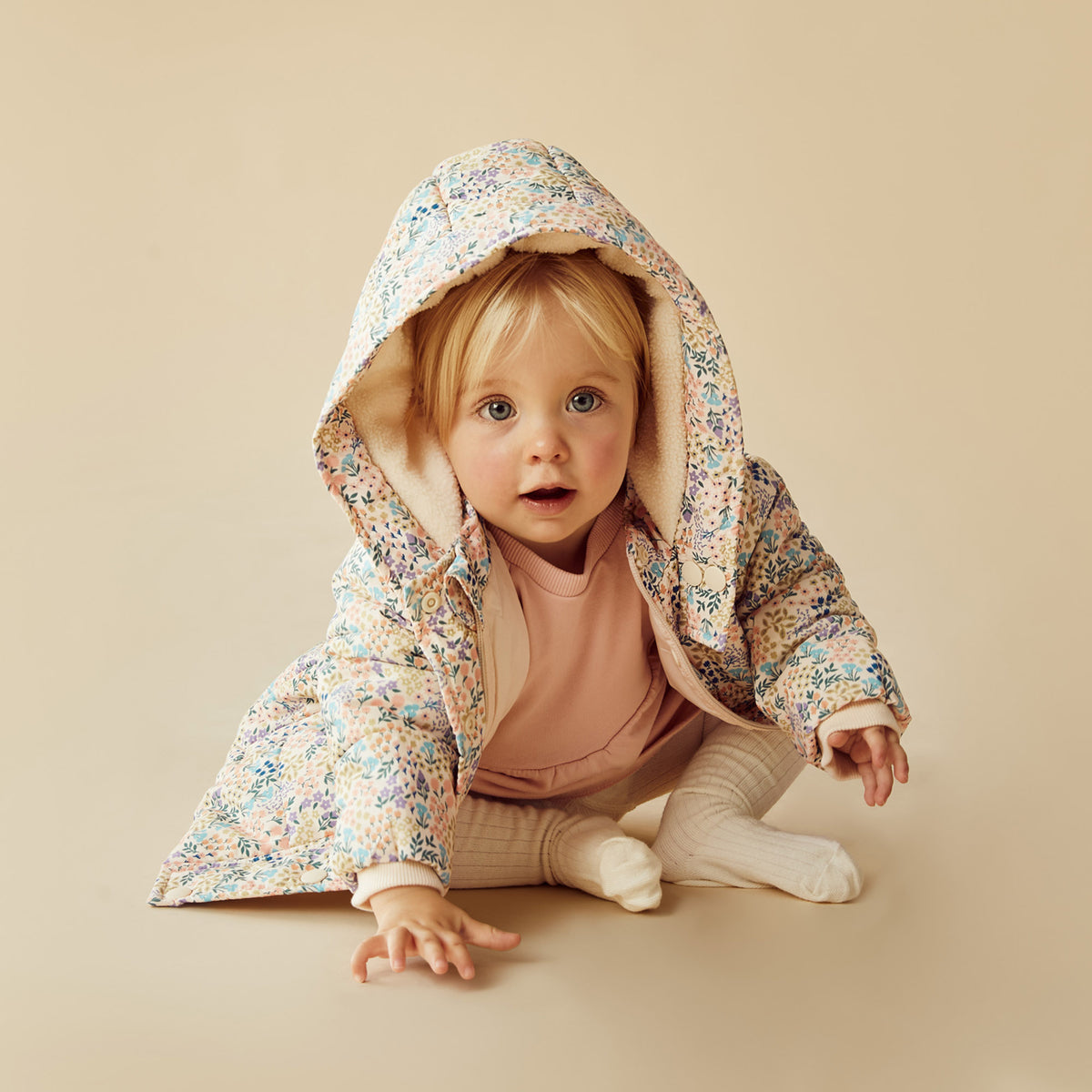 Wilson and Frenchy Tiny Bloom Puffer Jacket - baby front view