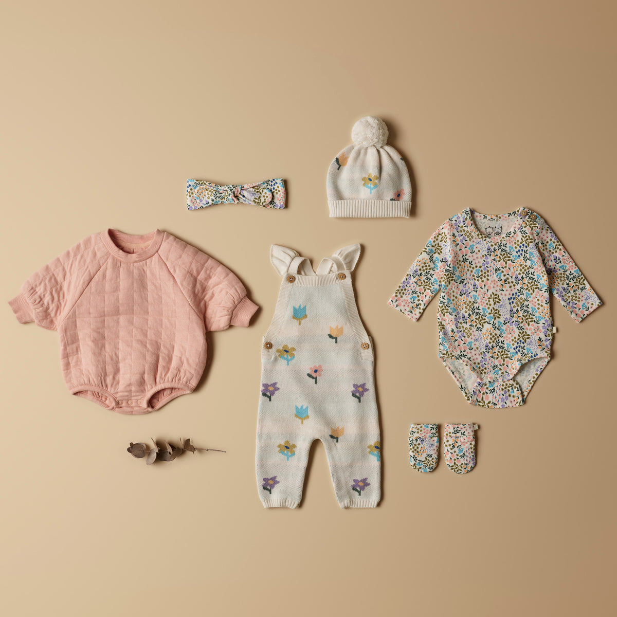 Wilson and Frenchy Pretty Pink Organic Quilted Bodysuit - baby front view