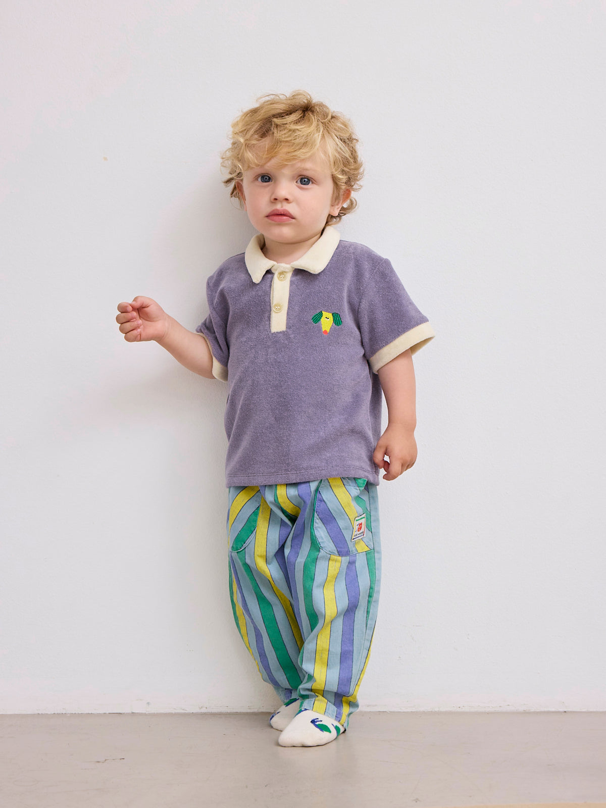 Bobo Choses BABY - Happy Dog terry cloth polo SS25 — product detail shot