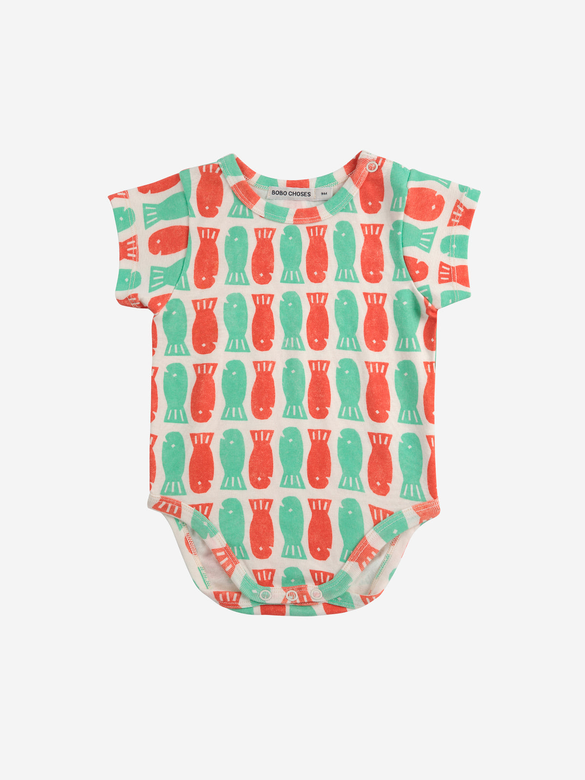 Bobo Choses BABY - Lucky Fish all over body SS25 — front view flat lay