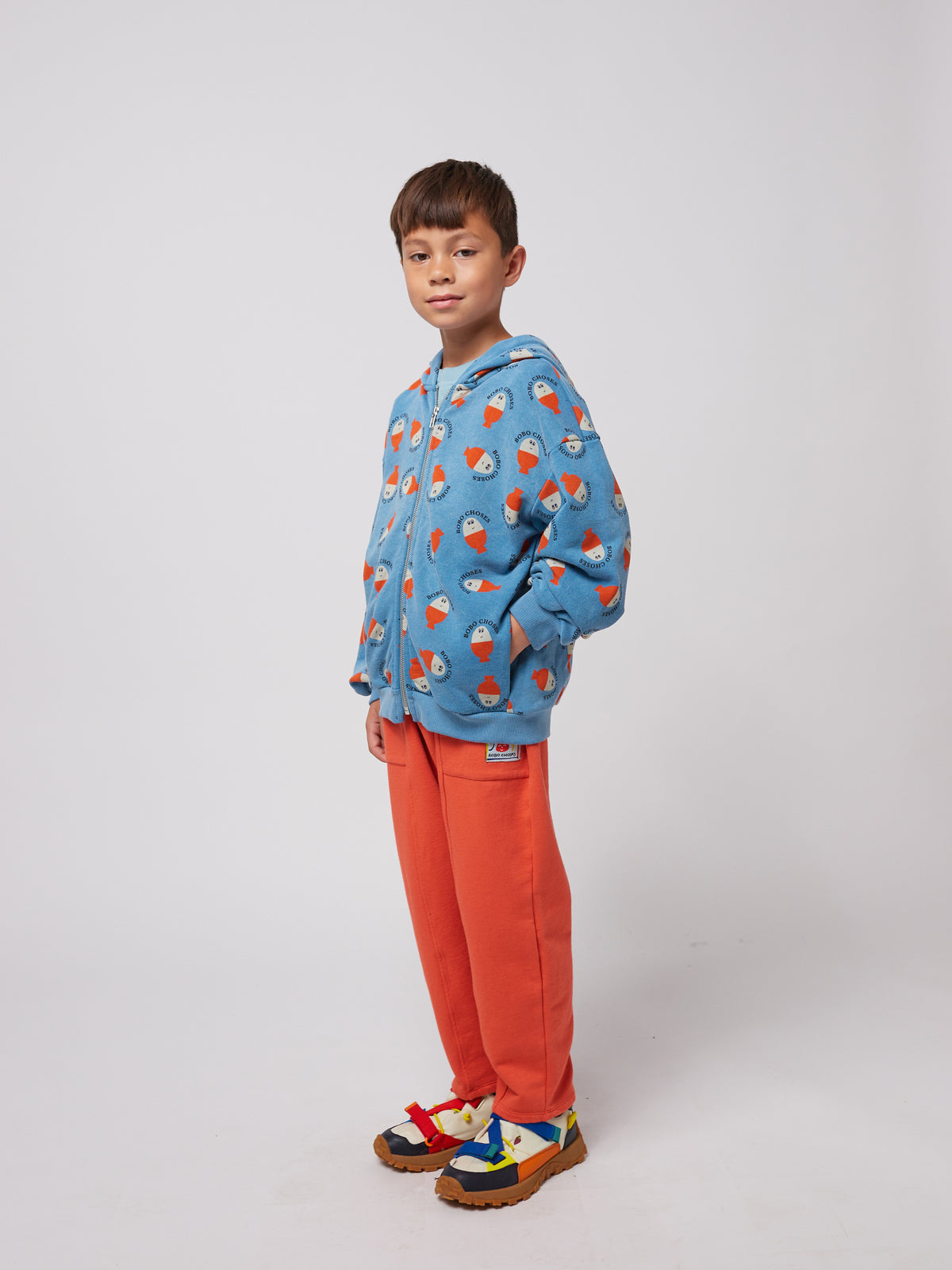 Bobo Choses - Morning Egg zipped hoodie SS25 — back view flat lay
