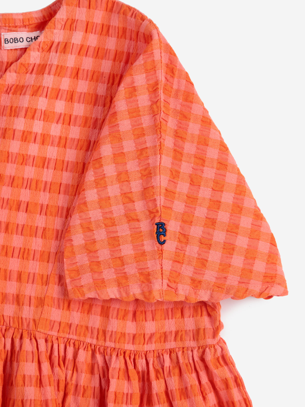 Bobo Choses - Vichy woven dress SS25 — close-up detail