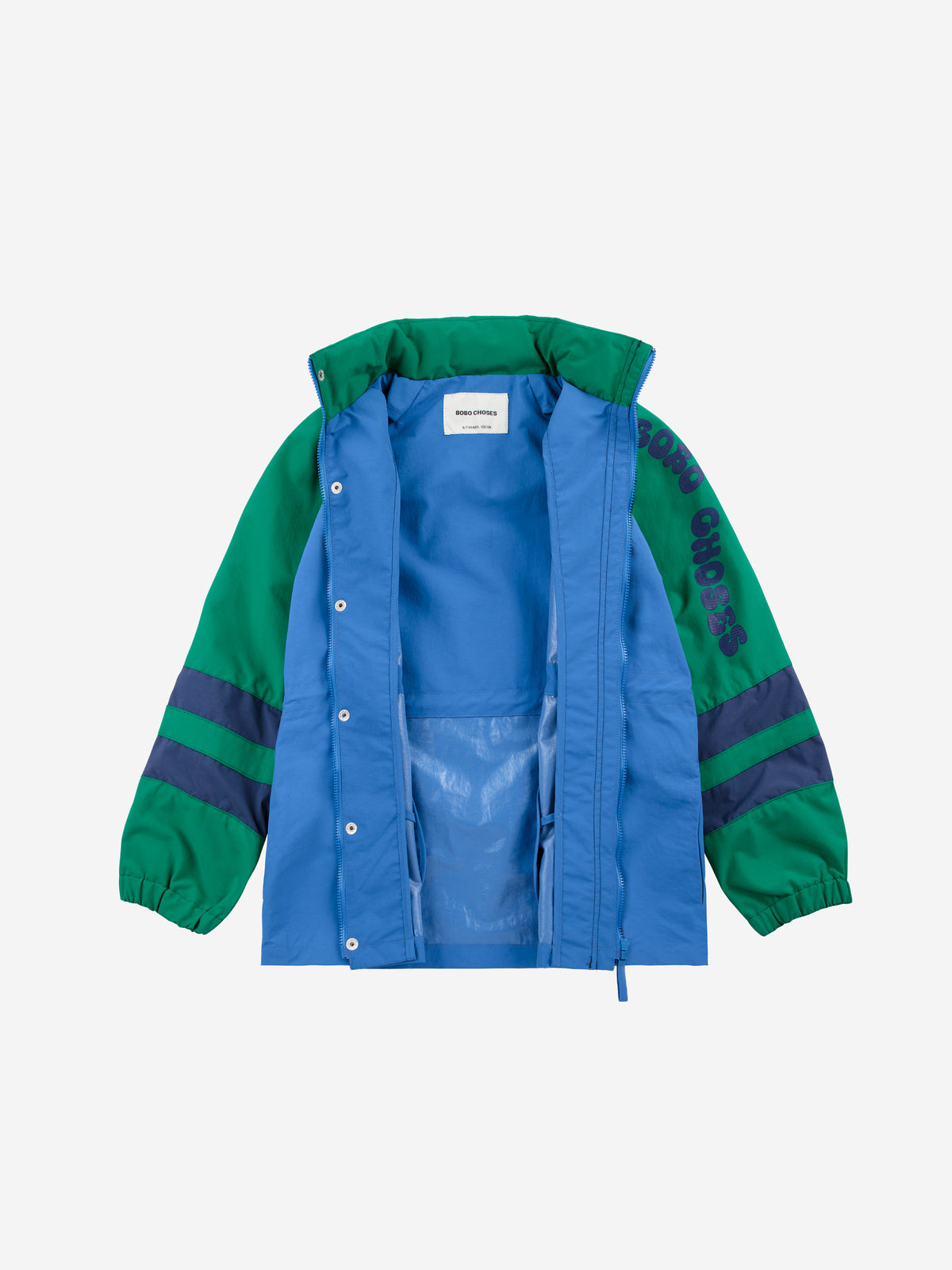 Bobo Choses - Wavy Colour Block raincoat SS25 — front view flat lay