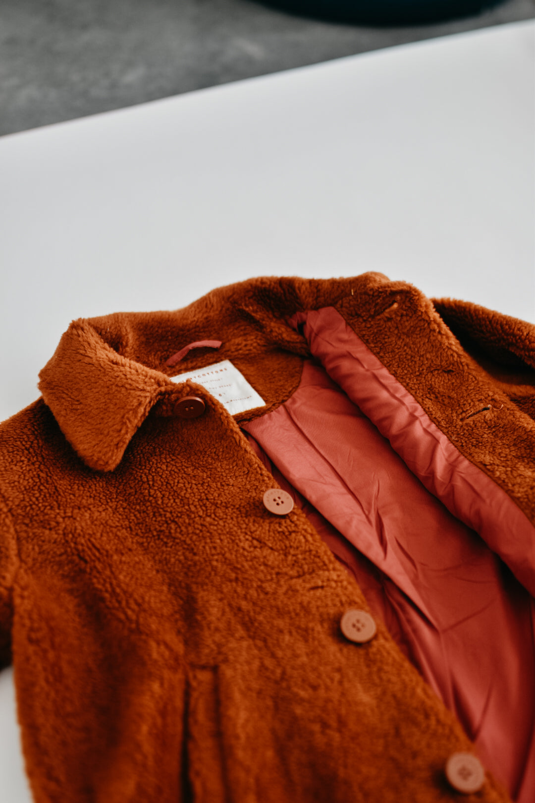 RE LOVED Tiny Cottons Teddy Coat Size 6 — styled lifestyle shot