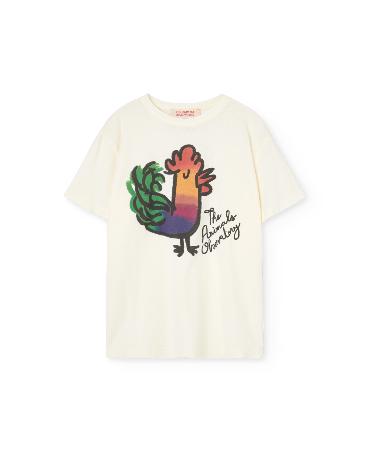 The Animals Observatory - White Rooster T-Shirt- Rooster — front view flat lay